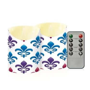 Imagem de Wassud Pacote com 2 velas coloridas sem chama de carnaval com controle remoto, velas realistas cintilantes com temporizador, velas decorativas para Natal, casamento, festa, decoração de casa pequena