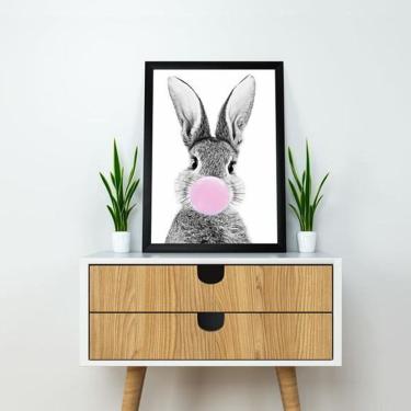 Imagem de Quadro Decorativo Coelho Chiclete 33X24Cm Moldura Preta