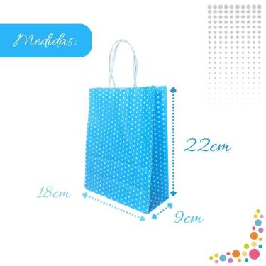 Imagem de Sacola Papel Kraft Para Presente Produtos Bolinhas 18X9X22Cm