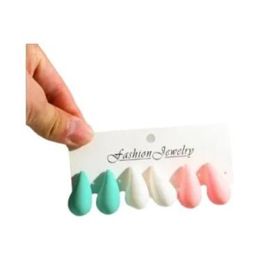 Imagem de Brincos De Argola Em Acrílico Multicoloridos Em Forma De Gota 3 Pares 