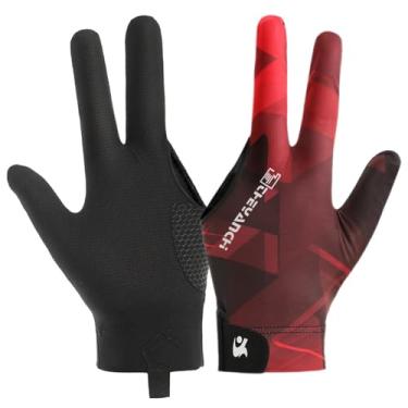Imagem de Dioche Luvas Profissionais para Jogadores de Sinuca Luvas Confortáveis ​​de Bilhar Esportivas de Sinuca Com 3 Dedos Leves e Antiderrapantes para, Tênis de Mesa de (Preto Vermelho)