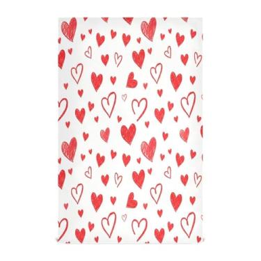 Imagem de Wassud Simple Hearts Doodle panos de prato de cozinha 1 pacote de panos de prato macios com laço para pendurar toalha de mão de secagem rápida super absorvente toalhas de chá de mesa decorativas 71 x