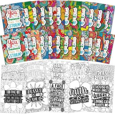 Imagem de Mini livro de colorir inspirador de 24 peças para adultos e crianças, livros de atividades a granel com citação positiva, faça você mesmo, desenho motivacional com presentes de flores, alívio de