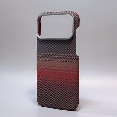 Imagem de Capa de luxo fina em fibra de carbono para iPhone 17, 13, 14, 15, 16 Pro Max, resistente a impactos, com lente de liga metálica, proteção para câmera, ultrafina e rígida em policarbonato, laranja.