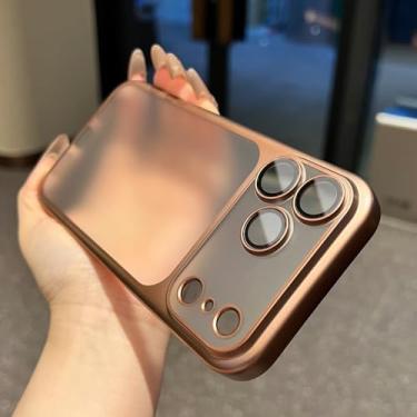 Imagem de Capa fosca translúcida de luxo para iPhone 17 Air 16 15 14 13 12 Pro Max 17 Pro, resistente, com revestimento em policarbonato, cor dourada do deserto. Também disponível para iPhone 12 Pro Max.