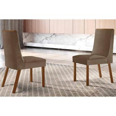 Imagem de Cadeira de Cozinha Dakota Kit 2 Un Madeira Capuccino/Suede Capuccino - Rufato