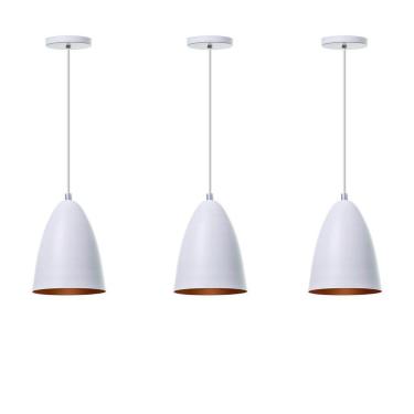Imagem de Kit 3 Lustre Pendente Bala P Branco Alumínio Decoração
