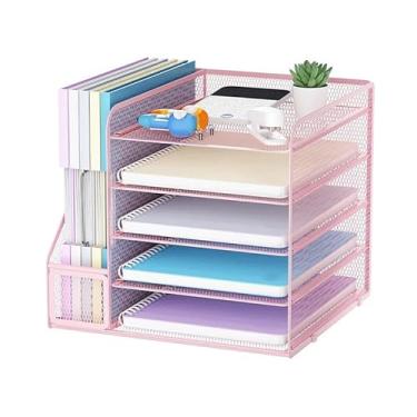 Imagem de Escritório Estante de mesa para arquivos escritório com várias camadas Organizador de mesa(Purple)