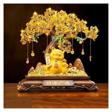 Imagem de Feito à mão Feng Shui Árvore de Cristal Amarelo, Grande Pedra Preciosa Bonsai da Vida Decoração para Casa Presentes, Estilo Dinheiro Árvores para Sorte e Riqueza para riqueza e boa sorte(Grande)