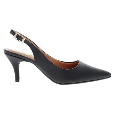 Imagem de Scarpin Vizzano Feminino Slingback Bico Fino Salto Médio Conforto Orig