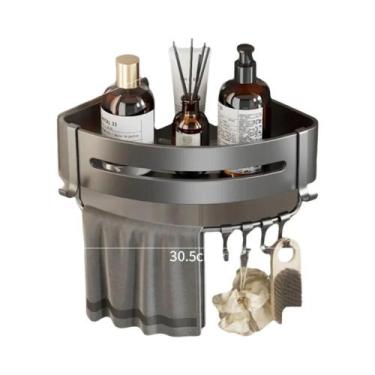 Imagem de Organizador De Prateleira De Banheiro Montado Na Parede Sem Furos, Sup