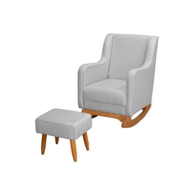Imagem de Poltrona De Amamentação Com Balanço Com Puff Aquila Linho Ds Home Linho Cinza