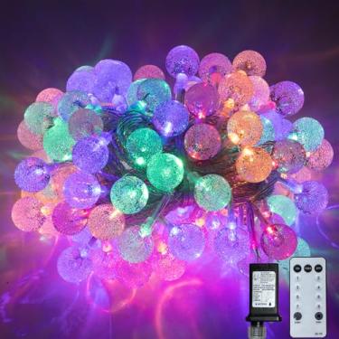 Imagem de Ogrmar 15 m, 100 luzes de LED globo de 8 modos, cordão de luzes de bola de cristal com controle remoto, função de temporizador e conectável para decoração de jardim de Natal e casamento interno ao ar