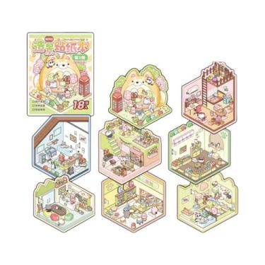 Imagem de Livro De Adesivos 3D Kawaii Pet Society: 18 Folhas De Cenas De Cabana 