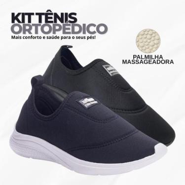 Imagem de Kit 2 Pares Tênis Feminino Casual Confortável Leve Macio Ortopédico Di