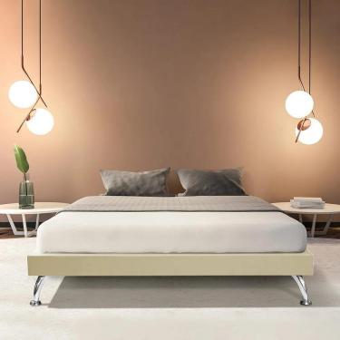 Imagem de Estrutura Para Cama King Base Japonesa 195cm Veludo Bege