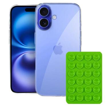 Imagem de Kit Capa Crystal Slim Para Iphone 16 + Ventosa Verde Gshield