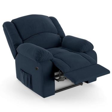 Imagem de Poltrona Do Papai Reclinável Melim Power Elétrica Massagem Veludo Azul Fh1 - D'rossi