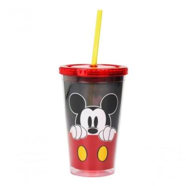Imagem de Copo Canudo Infantil Mickey Rosto 450ml Disney