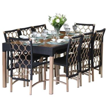 Imagem de Jogo 8 Cadeiras Corda Náutica E Mesa Com Tampo - Trama Rami