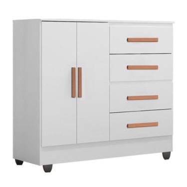 Imagem de Cômoda Sapateira para Quarto 2 Portas 4 Gavetas Lisa Branco - Móveis L