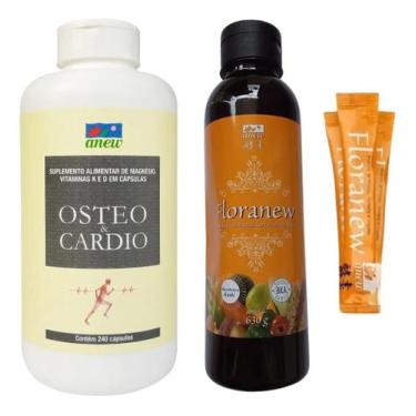 Imagem de Kit Osteo Cardio Anew 240 cáps + Floranew Garrafa 630g + 5 Sachês Flor