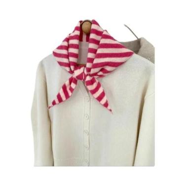 Imagem de Cachecol De Lã Triangular Listrado Macio E Quente Para Mulheres, Moda 