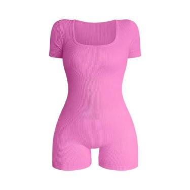 Imagem de Macacão Feminino De Cintura Alta Com Decote Quadrado E Manga Curta, Se