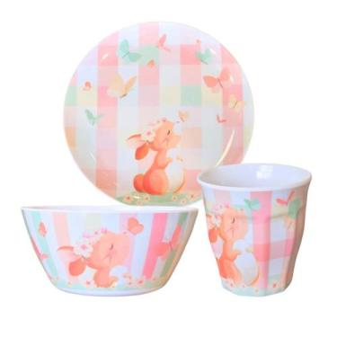 Imagem de Conjunto Mesa Posta Páscoa Copo Bowl Prato Colorido Melamina - Florart