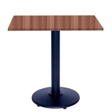 Imagem de Mesa Zeta Ferro Preto 75 Cm (alt) Disco Redondo Tampo Mdp Quadrado 80 Cm (larg) X 2,50 Cm Alt Walnut