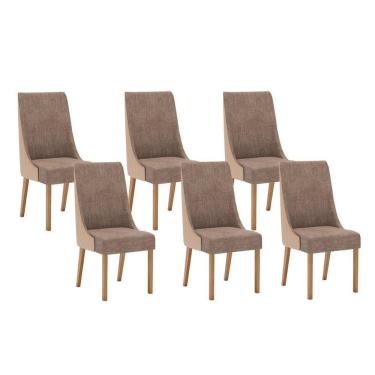 Imagem de Cadeira Sala de Jantar Ivy Kit 6 Un Nature/Courano Bege/Cacao - Henn