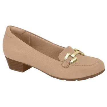 Imagem de Sapato Feminino Scarpin Salto Baixo Grosso 7032.542 Cor:NudeTamanho:36