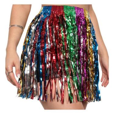 Imagem de Saia Fitilho Metalizado Fantasia De Carnaval Feminina tiras autocolant