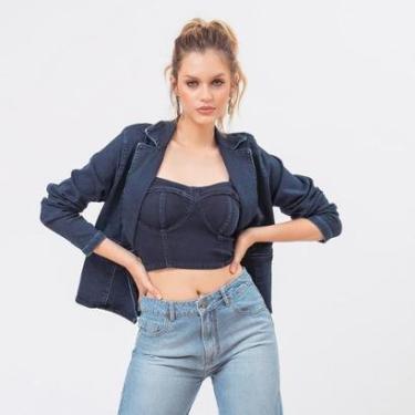 Imagem de Blazer Clássico Casual Azul-Feminino