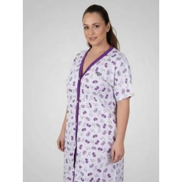 Imagem de Camisola de Malha Aberta na Frente Vestido Amamentação Cirurgia - Sem 