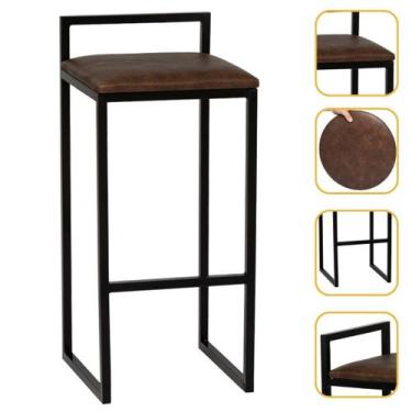 Imagem de Banqueta Alta Quadrada Balcão Bancada Bar Cozinha Gourmet Ilha Lanchon