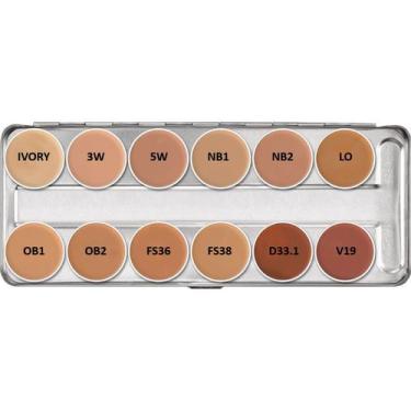Imagem de Kryolan Supracolor Paleta 12 Cores Tom TV Base em Creme para Cobertura