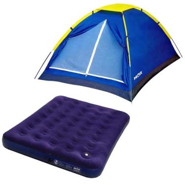 Imagem de COMP Kit Barraca Camping Casal Iglu + Colchão Inflável Casal Multiuso 