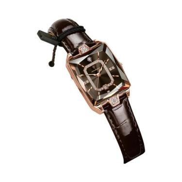 Imagem de Relógio De Pulso Feminino De Quartzo Em Couro Impermeável De Luxo, Ele