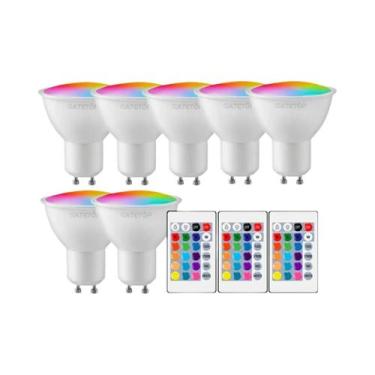 Imagem de Lâmpada LED RGB GU10 6W Dimmable Com Controle Remoto De 24 Teclas Colo