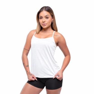 Imagem de Regata De Alça Fina Básica Lisa Feminina Casual - Força do Sol, M, Bra