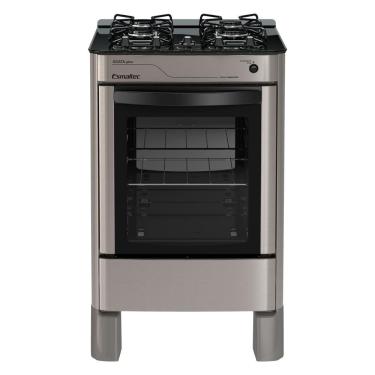Imagem de Fogão Esmaltec ágata Glass 4 Bocas Inox Forno Limpa Fácil E Acendimento Automático