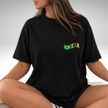 Imagem de Camiseta Stretwear Feminina Oversized Estampa Minimalista Hexa-Feminino
