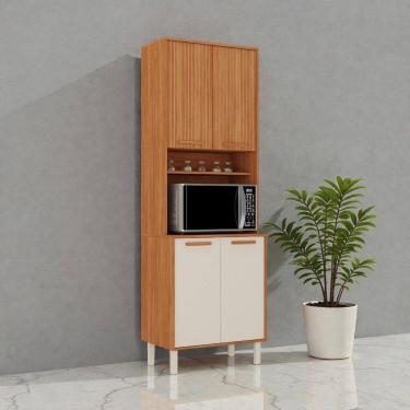 Imagem de Paneleiro 4 Portas 70cm Espaço para Forno Portas Frisadas Itafriz Itatiaia Cinamomo/Off White