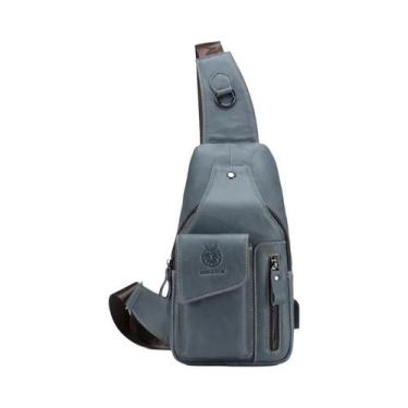 Imagem de Bolsa De Peito Masculina De Couro Genuíno De Grande Capacidade, Moda C