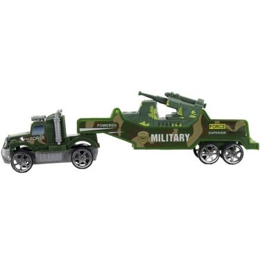 Imagem de Carreta A Fricção Militar Camuflado Verde Carro