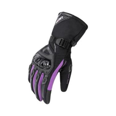 Imagem de Luvas De Motocicleta Femininas Quentes E Impermeáveis Em Rosa E Roxo P