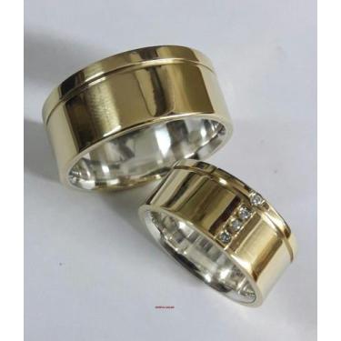 Imagem de Par de Alianças Moedas Com Revestimento Interno em Prata - Aliança Cit