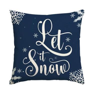 Imagem de Capa De Almofada Azul De Natal Com Estampa Unilateral Para Sofás De Sa