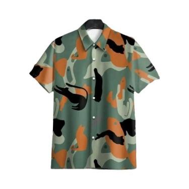 Imagem de Camisas Havaianas Masculinas De Manga Curta Com Estampa 3D Em Patchwor